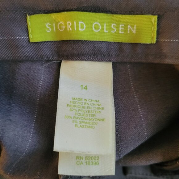 Sigrid Olsen Gray Ladies Pin Striped Pants Size 14 - Picture 5 of 9